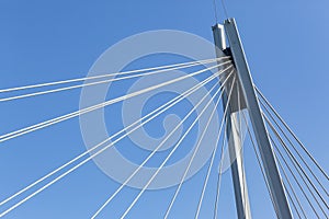 Bridge Steel Cables Vertical Beam Closeup