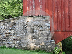 1859 historic Covered Bridge stone support Poole Forge USA