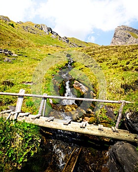 A bridge in the summit of Alps, Switzerlands.