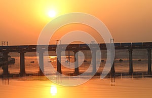 A bridge at sunset - india