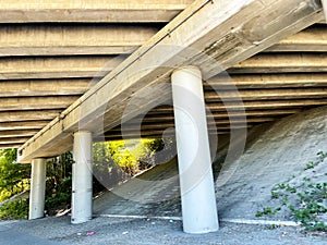 Bridge support columns under the freeway