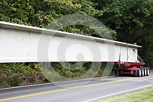 Bridge supports being transported to the construction site.