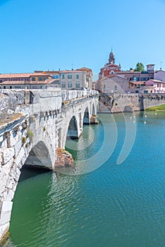 Bridge of Tiberius (Ponte di Tiberio) in Rimini, Italy.