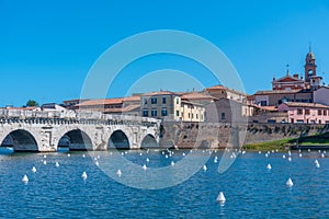 Bridge of Tiberius (Ponte di Tiberio) in Rimini, Italy.