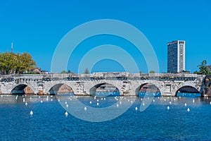 Bridge of Tiberius (Ponte di Tiberio) in Rimini, Italy.