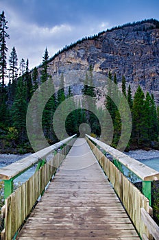 Bridge to acces Takakkaw Falls in Banff National Park - Alberta