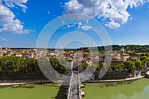 Bridge to Castle de Sant Angelo in Rome Italy