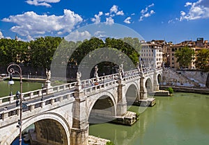 Bridge to Castle de Sant Angelo in Rome Italy