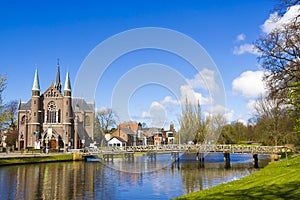 Bridge to church, Alkmaar town, Holland, Netherlands
