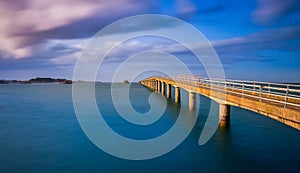 Bridge to Ferry to Ile de Batz in Roscoff, Brittany, France, used during low tide