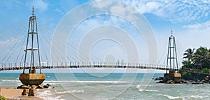 Bridge to the island with Buddhist temple, Matara, Sri Lanka