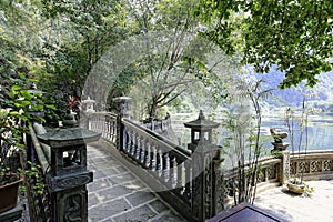 Bridge to paradise Island - TrÃ ng An, Vietnam