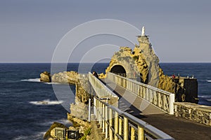 Bridge to Rocher de la Vierge rock in Biarritz, France