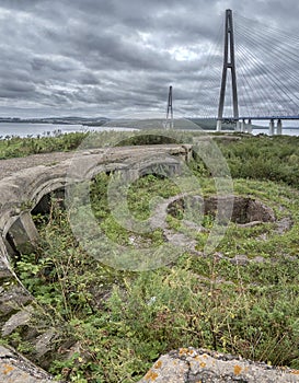 Bridge to Russky island. Vladivostok city. Russia