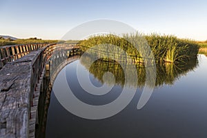 Bridge to visit the Tablas de Daimiel National Park in Spain photo
