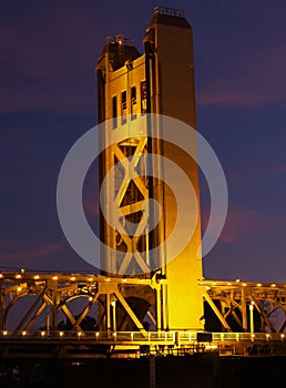Bridge Tower at night Sacramento CA