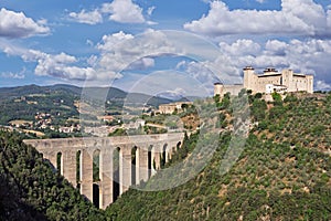 Bridge of the towers and Albornoz fortress photo