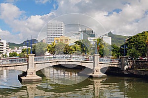 Bridge via channel. Port Louis, Mauritius