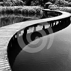 Bridge on water in Black & White