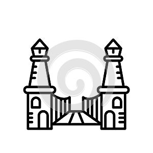 Bridge of the West icon vector isolated on white background, Bridge of the West sign , line or linear sign, element design in photo