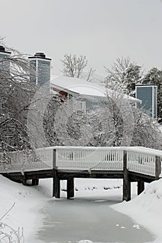 Bridge in Winter Snow and Ice