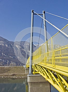 Bridge in yellow - bicycle path through South Tyrol