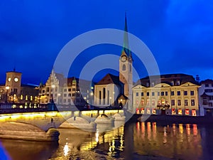 Bridge in Zurich by night