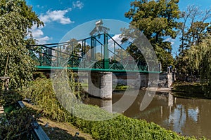 Bridges and dams on the Odra River in Opole, Polan