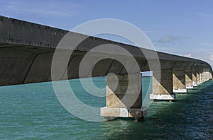 Bridges going to infinity. Bridge architecture landmark in Florida.