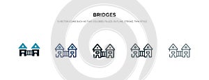 Bridges icon in different style vector illustration. two colored and black bridges vector icons designed in filled, outline, line