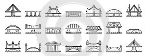 Bridges icons set, outline style