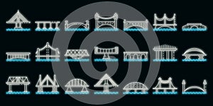 Bridges icons set vector neon