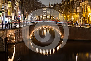 Bridges at the Leidsegracht and Keizersgracht canals intersection in Amsterdam