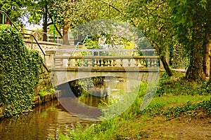 Bridges in the manor park in the city of IÅ‚owa in Poland.