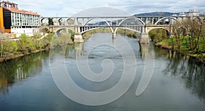 Bridges over the river MiÃÂ±o in Ourense Orense, Galicia, Spain photo