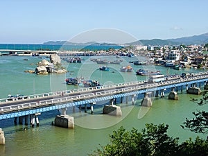 Nha Trang bridges, fishing boats, Vietnam