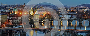 Bridges over the Vltava River, Prague by night