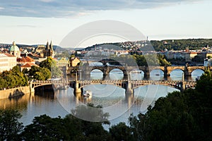 Bridges of Prague over Vltava River, Scenic View from Letna