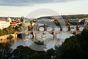 Bridges of Prague over Vltava River, Scenic View from Letna