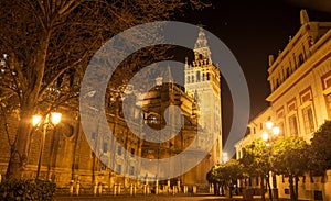 It's a beautiful night in the heart of Seville the capital of Andalusia in Spain