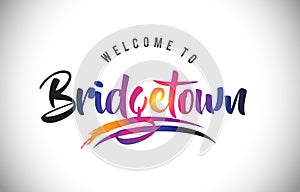 Bridgetown Welcome To Message in Purple Vibrant Modern Colors.