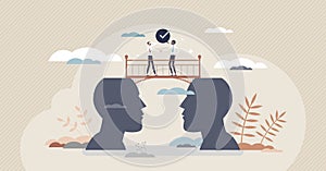 Bridging the gap with successful partner communication tiny person concept