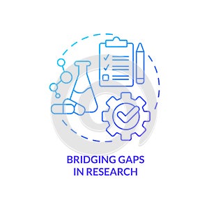 Bridging gaps in research blue gradient concept icon