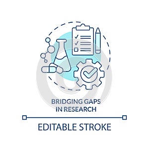 Bridging gaps in research turquoise concept icon