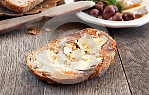 Brie cheese on a bread