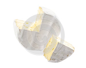 Brie cheese isolated on white background with clpping path without shadow