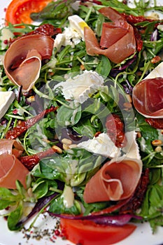 Brie cheese salad with ham