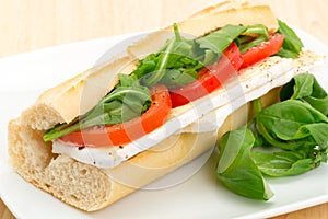 Brie cheese and tomato sandwich