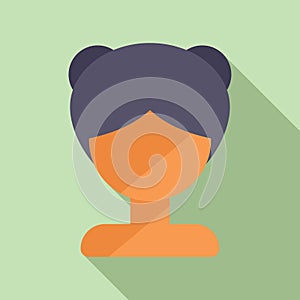 Brief wig face icon flat vector. Lady face fashion