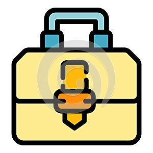 Briefcase bag icon color outline vector